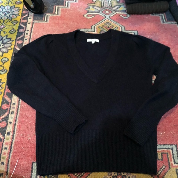 Madewell Black Puff Sleeve V-Neck Sweater xxs - Picture 4 of 7
